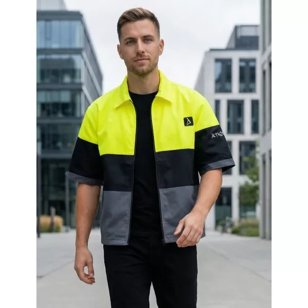  Premium-Herrenhemd ALTISPORT VOJ/ALM051KOS01 NEONGELB/GRAU 
