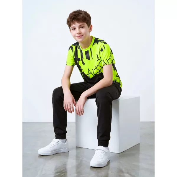  Funktionaler t -Shirt -Prämie von Kindern ALTISPORT VOJ/ALK076TR01 SCHWARZ/FLUO GELB 