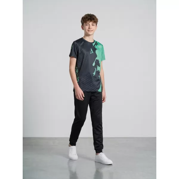  Funktionaler t -Shirt -Prämie von Kindern ALTISPORT VOJ/ALM112TR01 SCHWARZ-TYRKYS 