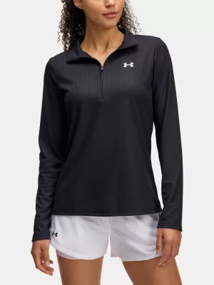 Damen-T-Shirt UNDER ARMOUR TECH RIB 1/2 ZIP 1389857-001 SCHWARZ