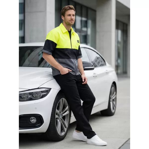  Premium-Herrenhemd ALTISPORT VOJ/ALM051KOS01 NEONGELB/GRAU 
