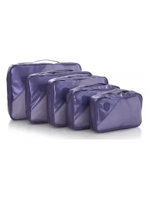 Satz von Organisatoren HEYS METALLIC PACKING CUBE 5PC GEWOHNHEITEN