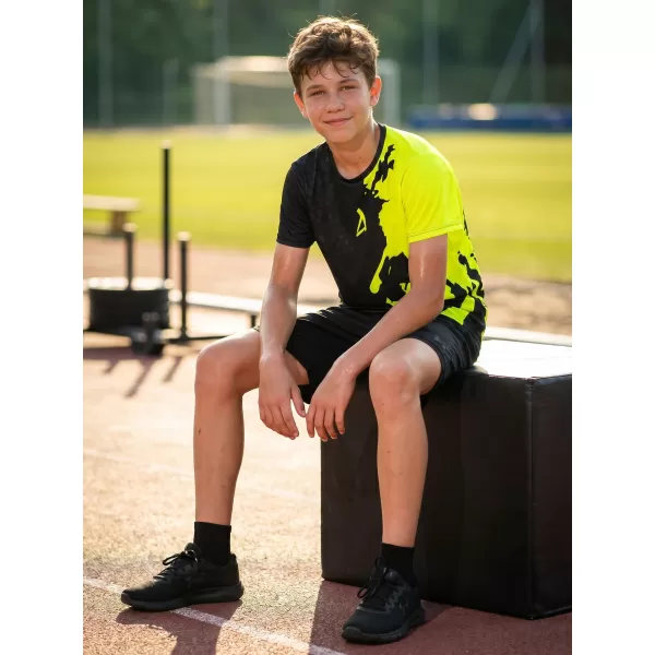  Funktionaler t -Shirt -Prämie von Kindern ALTISPORT VOJ/ALM112TR01 SCHWARZFLUO GELB 