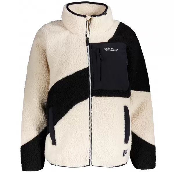  Fleece-Sweatshirt für Damen ALTISPORT GERI SCHWARZ/BEIGE 