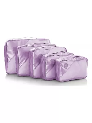 Satz von Organisatoren HEYS METALLIC PACKING CUBE 5PC LILA