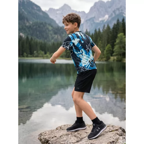  Funktionaler t -Shirt -Prämie von Kindern ALTISPORT VOJ/ALK076TR01 BLAU -BLACK 