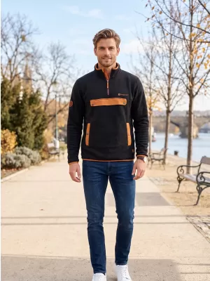 Fleece-Sweatshirt für Herren ALTISPORT GARM SCHWARZ/BRAUN
