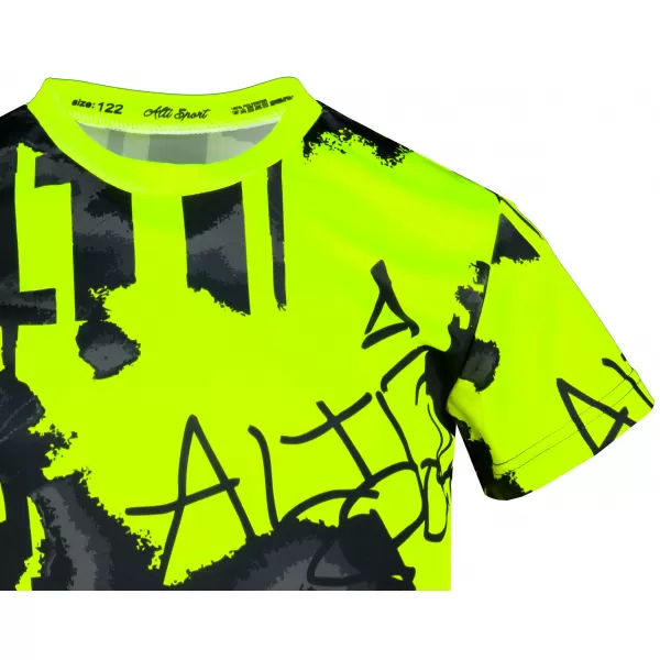  Funktionaler t -Shirt -Prämie von Kindern ALTISPORT VOJ/ALK076TR01 SCHWARZ/FLUO GELB 