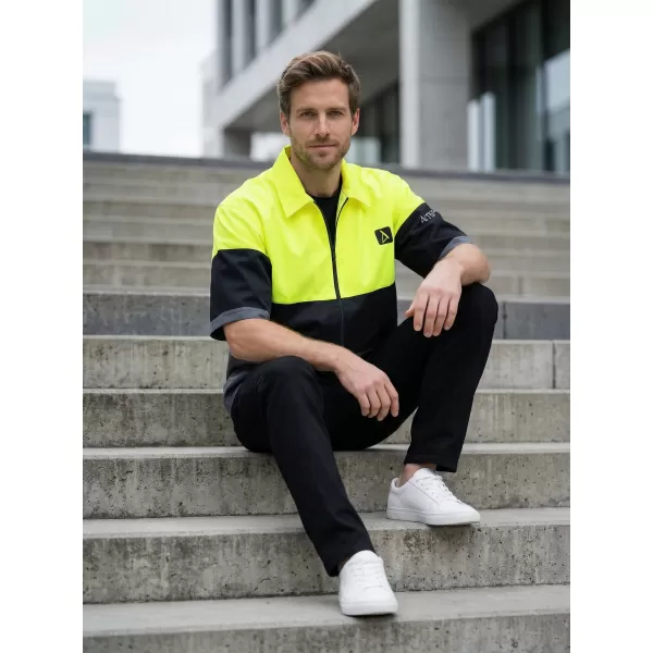  Premium-Herrenhemd ALTISPORT VOJ/ALM051KOS01 NEONGELB/GRAU 
