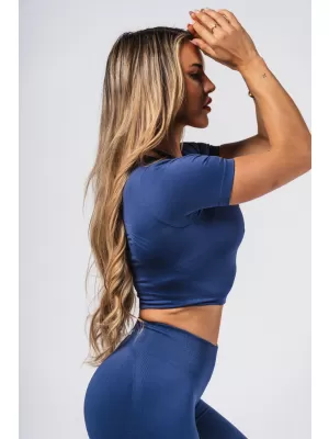 Formendes, nahtloses Crop-Top FLOW SEAMLESS 499 BLUE Nebbia