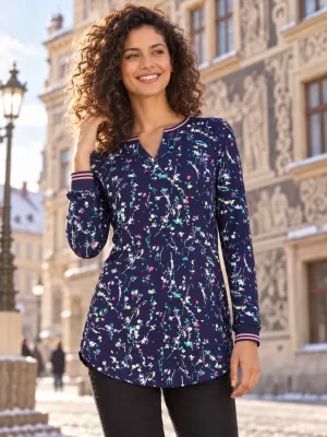 Langes T-Shirt für Damen ALTISPORT GUSSIE DUNKELBLAU