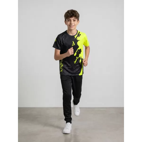  Funktionaler t -Shirt -Prämie von Kindern ALTISPORT VOJ/ALM112TR01 SCHWARZFLUO GELB 