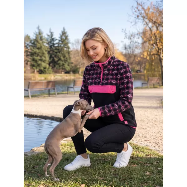  Fleece-Sweatshirt für Damen ALTISPORT GEMMY SCHWARZ/ROSA 