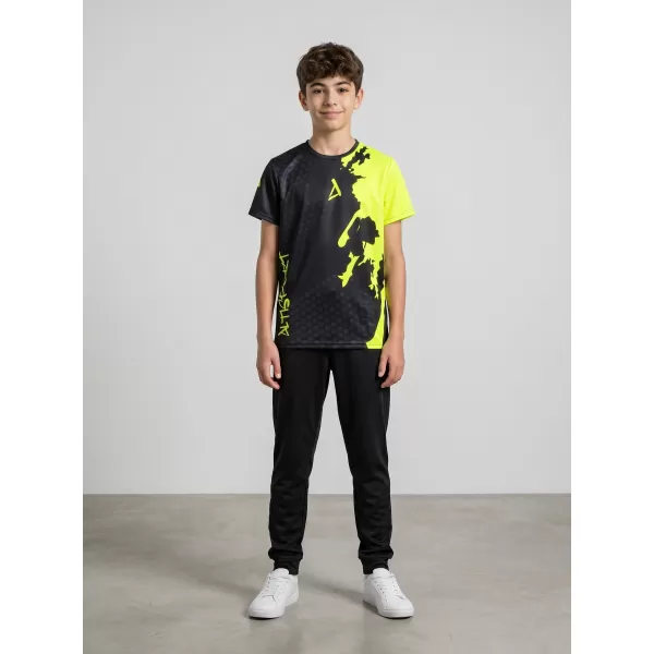  Funktionaler t -Shirt -Prämie von Kindern ALTISPORT VOJ/ALM112TR01 SCHWARZFLUO GELB 