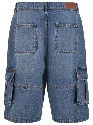 Shorts URBAN CLASSICS TB7367 MITTELGROßEN BLAU GEWASCHEN