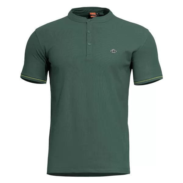  T-Shirt PENTAGON LEVANTES HENLEY T-SHIRT STRIPES K09025 SPRINGBOCK GRÜN 