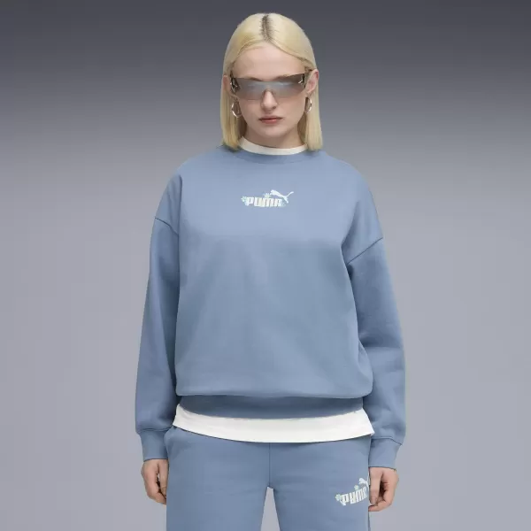  Damen Sweatshirt PUMA ESS NATURE 2 0 OVERSIZED CREW FL 68807834 COOL BLAU 