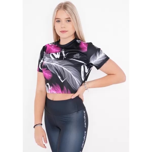  Premium-Crop-Top für Damen ALTISPORT VOJ/ALW001TR07 SCHWARZ ROSA 