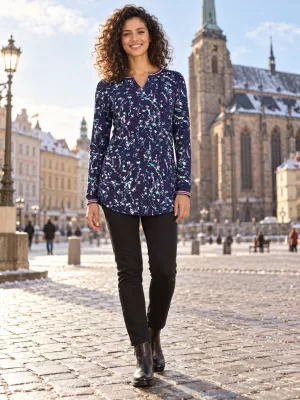 Langes T-Shirt für Damen ALTISPORT GUSSIE DUNKELBLAU