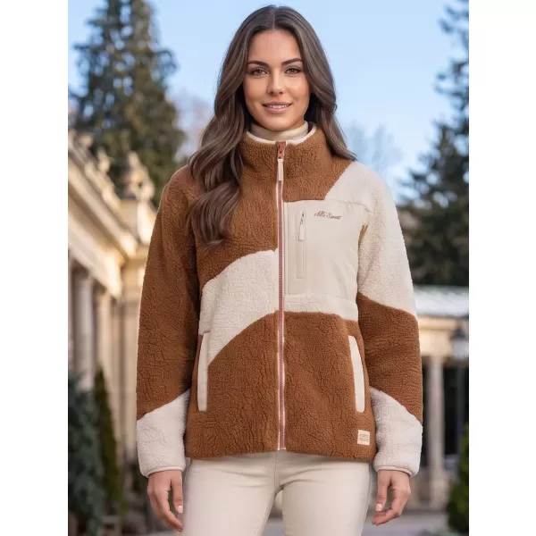  Fleece-Sweatshirt für Damen ALTISPORT GERI BEIGE/BRAUN 