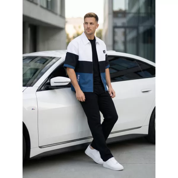  Premium-Herrenhemd ALTISPORT VOJ/ALM051KOS01 WEIß BLAU 