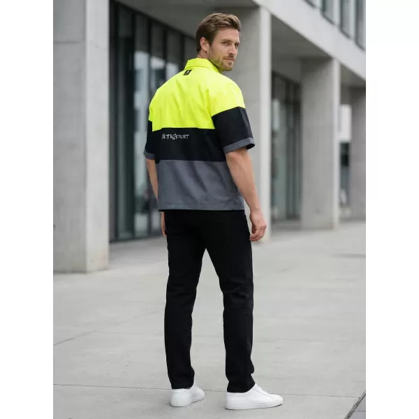  Premium-Herrenhemd ALTISPORT VOJ/ALM051KOS01 NEONGELB/GRAU 