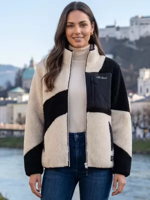 Fleece-Sweatshirt für Damen ALTISPORT GERI SCHWARZ/BEIGE