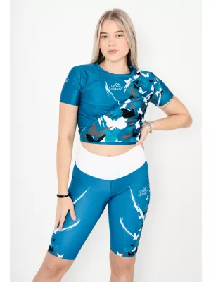 Funktionelles Premium-Crop-Top für Damen ALTISPORT VOJ/ALW022TR07 PETROLEJOVÁ KEROSIN