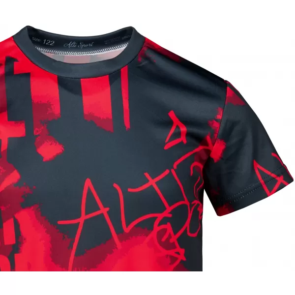  Funktionaler t -Shirt -Prämie von Kindern ALTISPORT VOJ/ALK076TR01 ROT -SCHWARZ 