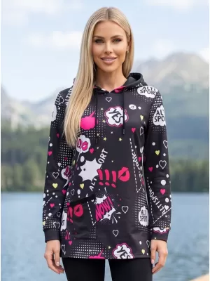 Damen-Sweatshirt ALTISPORT GITA SCHWARZ/ROSA