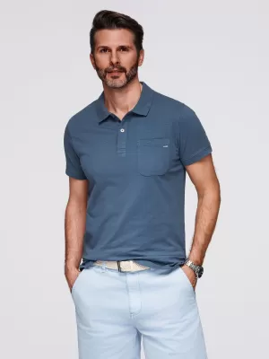 Herren t -Shirt mit einem Kragen OMBRE OM-POWS-0142 DUNKELBLAU