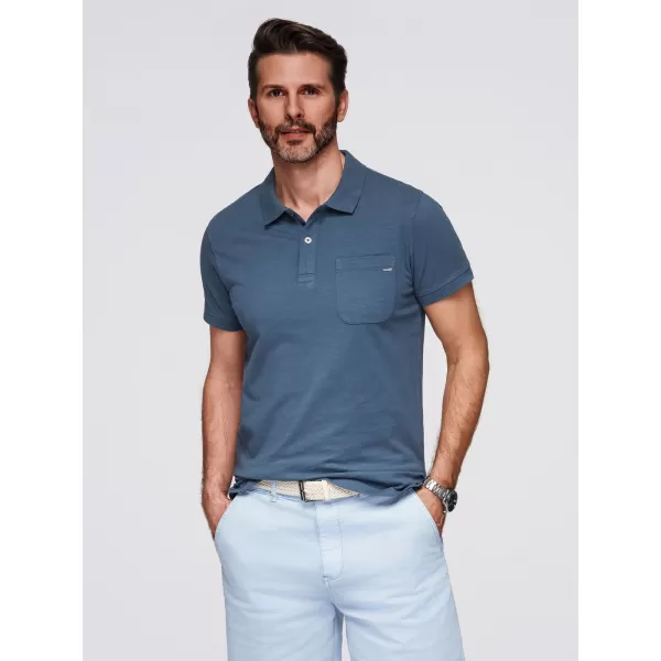  Herren t -Shirt mit einem Kragen OMBRE OM-POWS-0142 DUNKELBLAU 