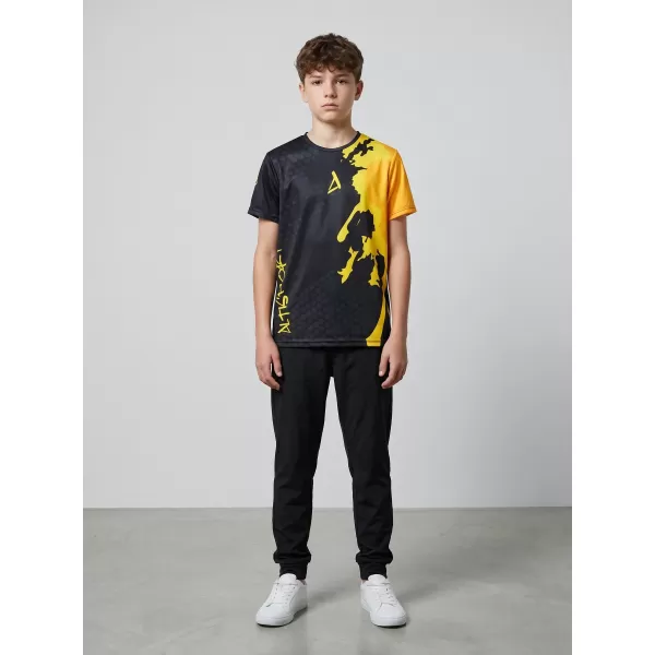  Funktionaler t -Shirt -Prämie von Kindern ALTISPORT VOJ/ALM112TR01 SCHWARZFLUO ORANGE 