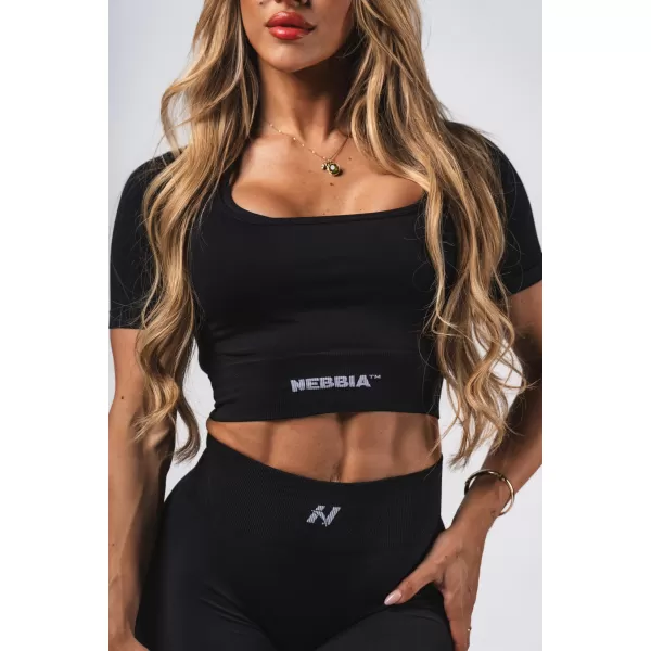  Formendes, nahtloses Crop-Top FLOW SEAMLESS 499 BLACK Nebbia 