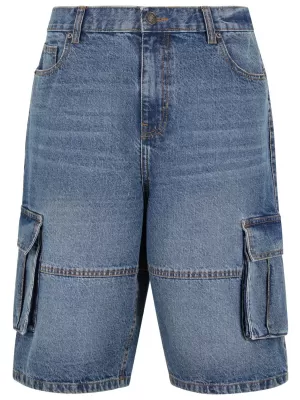 Shorts URBAN CLASSICS TB7367 MITTELGROßEN BLAU GEWASCHEN