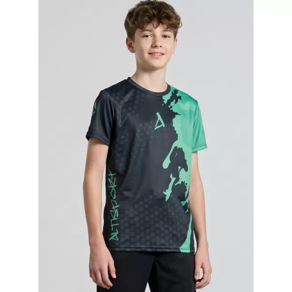 Funktionaler t -Shirt -Prämie von Kindern ALTISPORT VOJ/ALM112TR01 SCHWARZ-TYRKYS 