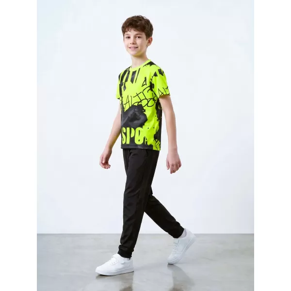  Funktionaler t -Shirt -Prämie von Kindern ALTISPORT VOJ/ALK076TR01 SCHWARZ/FLUO GELB 