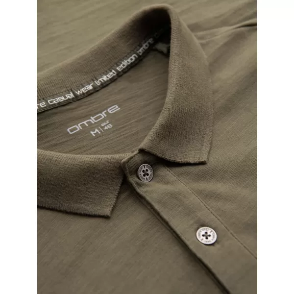  Herren t -Shirt mit einem Kragen OMBRE OM-POWS-0142 DUNKLE OLIVE 