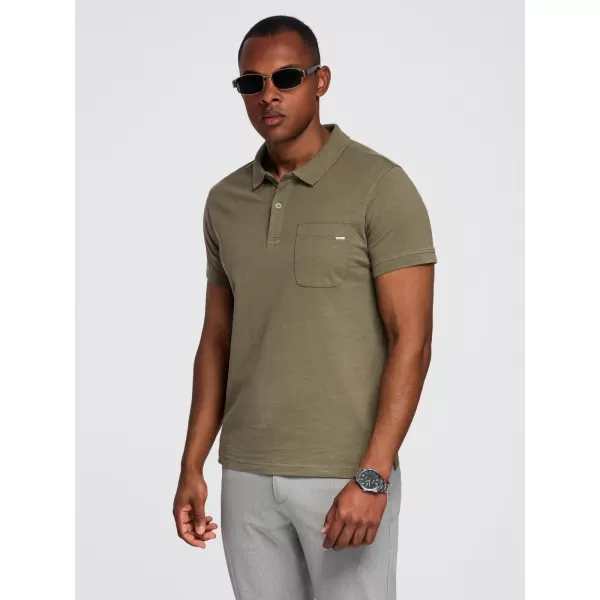  Herren t -Shirt mit einem Kragen OMBRE OM-POWS-0142 DUNKLE OLIVE 