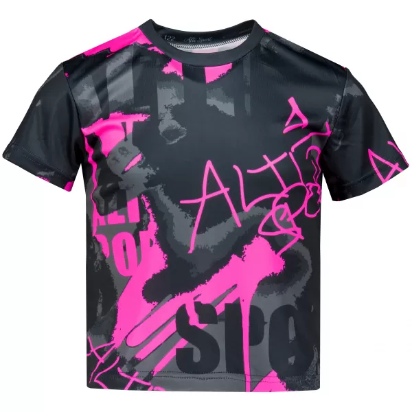  Funktionaler t -Shirt -Prämie von Kindern ALTISPORT VOJ/ALK076TR01 SCHWARZ/FLUO PINK 