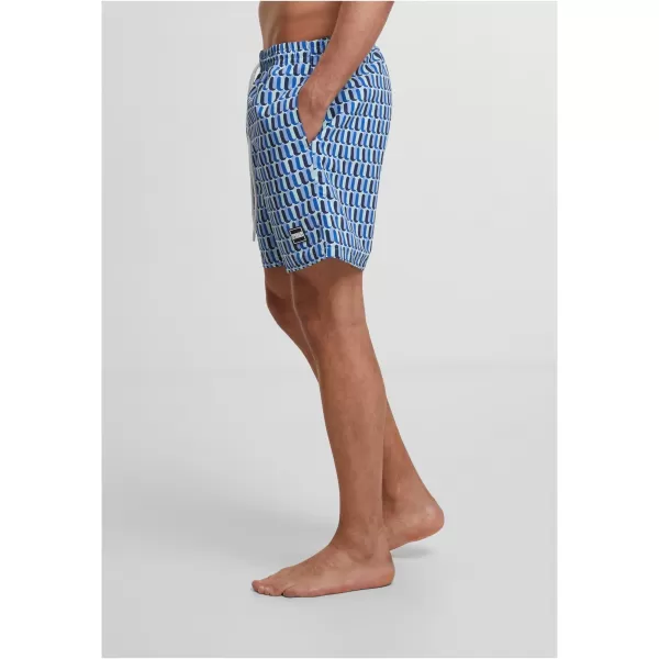  Badeshorts URBAN CLASSICS TB2679 BLAUES RETRO -MUSTER 