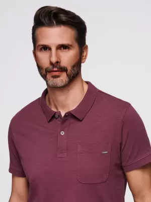Herren t -Shirt mit einem Kragen OMBRE OM-POWS-0142 KASTANIENBRAUN