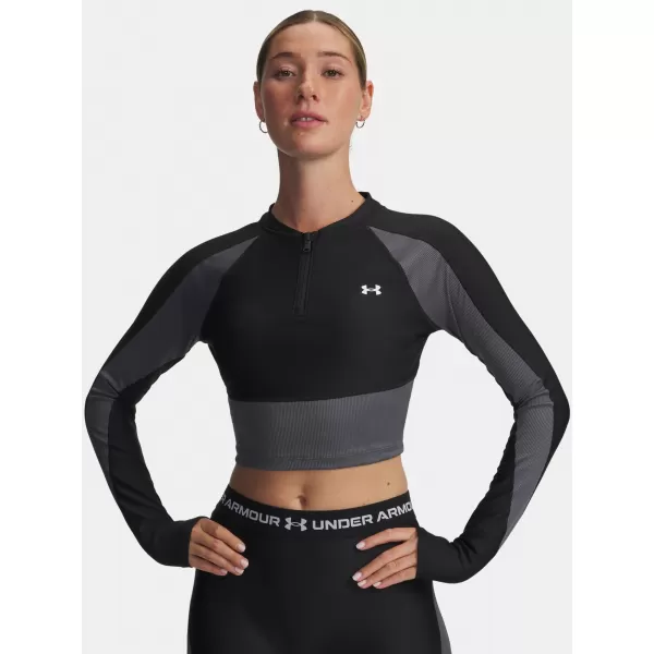  Damen-T-Shirt UNDER ARMOUR UA HG RIB 1/4 ZIP 6003981-004 SCHWARZ 