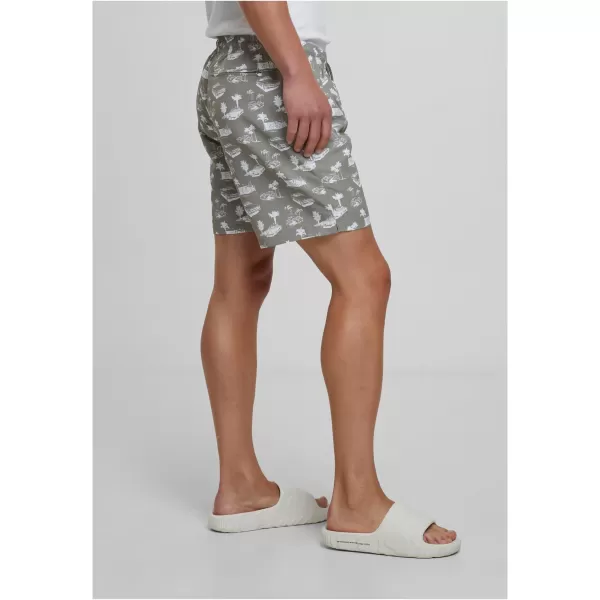  Badeshorts URBAN CLASSICS TB2679 BLASSE OLIVE/WEIß 