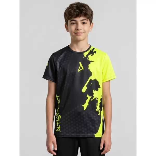  Funktionaler t -Shirt -Prämie von Kindern ALTISPORT VOJ/ALM112TR01 SCHWARZFLUO GELB 