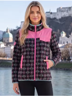 Fleece-Sweatshirt für Damen ALTISPORT GENESIS SCHWARZ/HELLBEIGE
