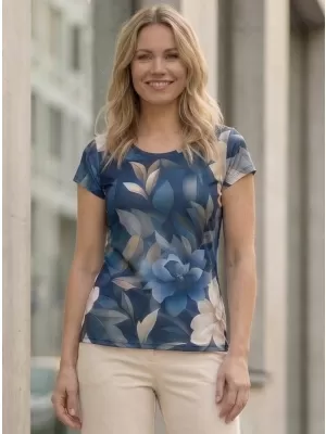 Damen Freizeitshirt Premium ALTISPORT VOJ/ALW097TR06 BLAUE BLUMEN