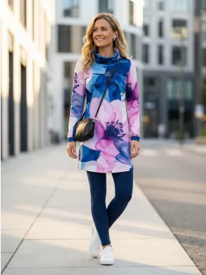 Erweitertes Premium-Sweatshirt für Damen ALTISPORT VOJ/ALW117MI06 BLAU-ROSA