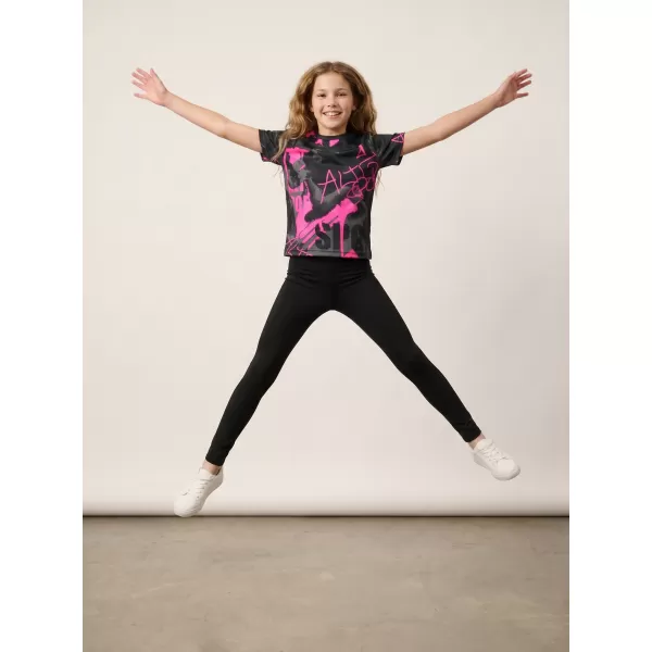  Funktionaler t -Shirt -Prämie von Kindern ALTISPORT VOJ/ALK076TR01 SCHWARZ/FLUO PINK 