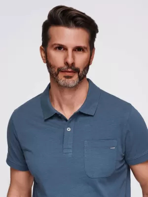 Herren t -Shirt mit einem Kragen OMBRE OM-POWS-0142 DUNKELBLAU
